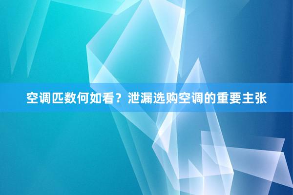 空调匹数何如看？泄漏选购空调的重要主张